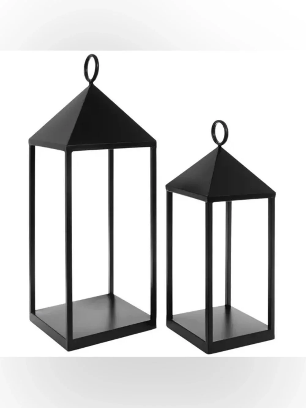 Industrial Open Metal Lantern Set